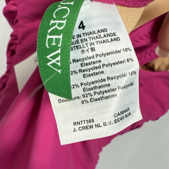 J. Crew Women's Pink Ruched V-Neck One-Piece Swimsuit Size 4 NWT - Picture 7 of 9